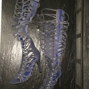 Denim Knee High Heels